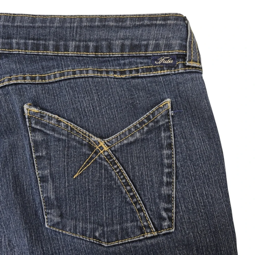 FUBU The Collection Women's Blue Denim Capris Size 13 14 Y2K Cropped Pants‎